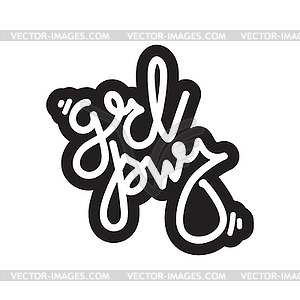 GRL PWR short quote. Girl Power cute hand drawing - white & black vector clipart