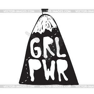 Короткая цитата GRL PWR. Девушка Power милый рисунок руки - векторная графика