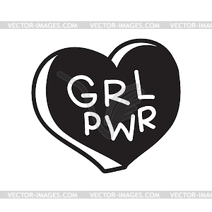 Короткая цитата GRL PWR. Девушка Power милый рисунок руки - клипарт Royalty-Free