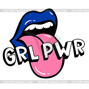 GRL PWR short quote. Girl Power cute hand drawing - vector image