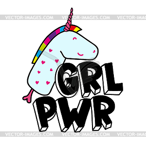 Короткая цитата GRL PWR. Девушка Power милый рисунок руки - изображение в векторном формате