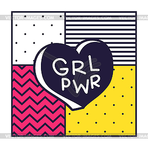 Короткая цитата GRL PWR. Девушка Power милый рисунок руки - иллюстрация в векторе