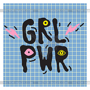 Короткая цитата GRL PWR. Девушка Power милый рисунок руки - изображение в векторе / векторный клипарт