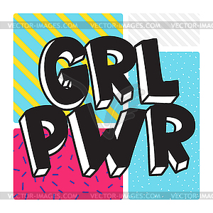 Короткая цитата GRL PWR. Девушка Power милый рисунок руки - векторная иллюстрация