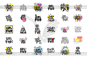 Typography slogan with Girl Power text. GRL PWR - vector image