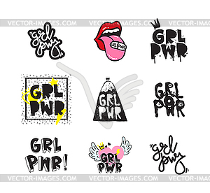 Typography slogan with Girl Power text. GRL PWR - vector image