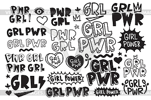 Typography slogan Girl Power text, decorative - vector image