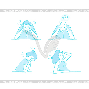 Sick stressed dizzy person - vector clipart