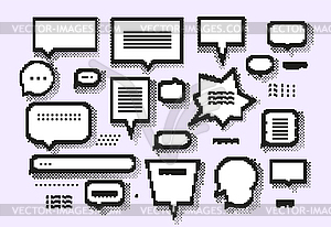 Empty white 8 bit speech bubbles set - vector image