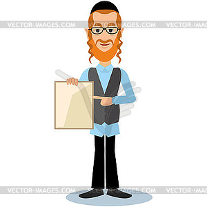 Jew with banner 0 - vector clip art