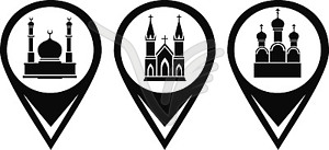 Religion pointer 0 - white & black vector clipart