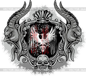 Grunge skull coat of arms - vector image