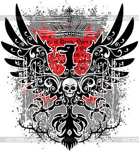 Grunge skull 410 - color vector clipart