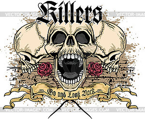 Grunge skull 426 - vector clipart