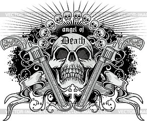 Grunge skull coat of arms - vector clipart