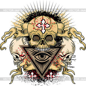Гранж череп герб - изображение в формате EPS