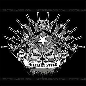 Grunge skull coat of arms - vector clipart