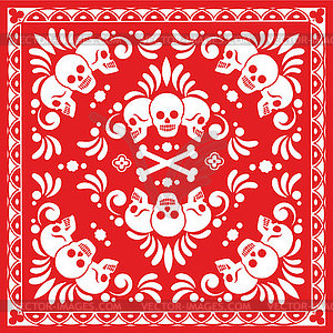 Bandana skull , grunge skull coat of arms - vector clip art