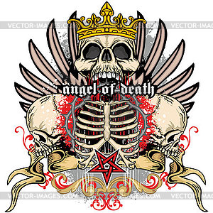 Grunge skull coat of arms - vector clip art