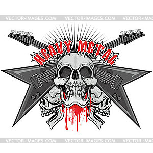 Grunge skull coat of arms - vector clip art