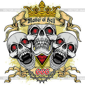 Grunge skull coat of arms  - vector image