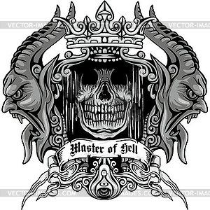 Grunge skull coat of arms  - vector image