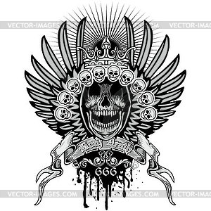 Grunge skull coat of arms - vector clipart