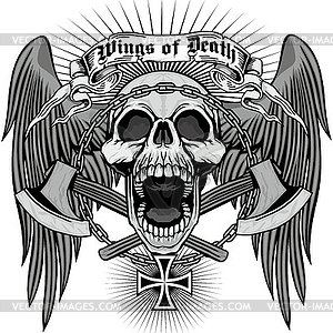 Grunge skull coat of arms - vector clipart
