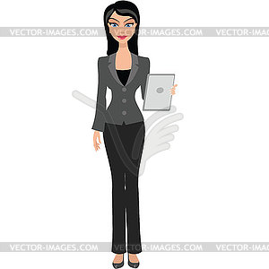 Business woman,girl with tablet - vector clip art