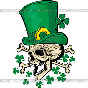 Irish coat of arms with skull and clover - vector clipart