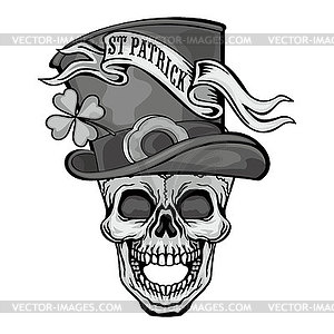 Irish coat of arms with skull and clover - vector image