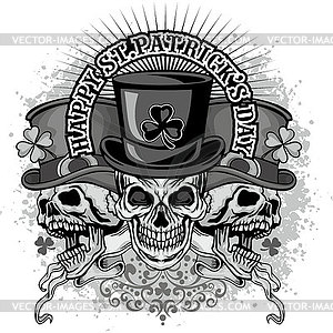 Irish coat of arms with skull and clover - vector clipart