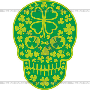 Ирландский герб с черепом и клевера - иллюстрация в векторном формате