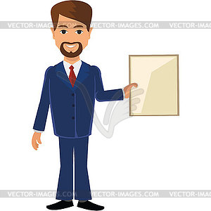 Business man, man with a banner - vector clipart