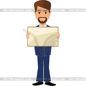 Business man man with a banner - vector clipart / vector image