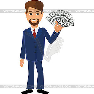 Business man man with money - vector image