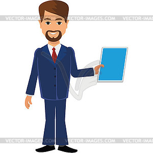  business man the tablet - vector clipart