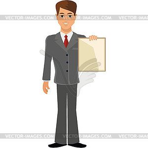  business man  a man with a banner - vector clip art