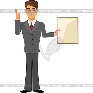 Business man  a man with a banner - vector clip art