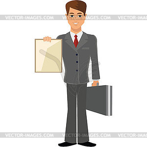 Business man a man with a banner - vector image