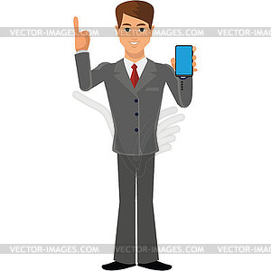 Business man   with mobile - vector image