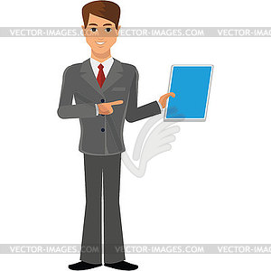 Business man the tablet - vector clip art