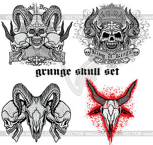 Skull set ,grunge skull coat of arms - vector clipart