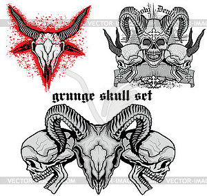 Skull set ,grunge skull coat of arms - vector clipart / vector image