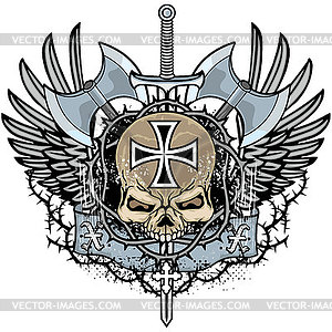  grunge skull coat of arms - vector clip art