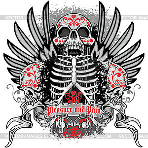  grunge skull coat of arms - vector clipart