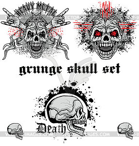 Skull set grunge skull coat of arms - vector image