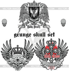 Skull set grunge skull coat of arms - vector clipart / vector image