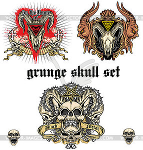 Skull set grunge skull coat of arms - vector clip art