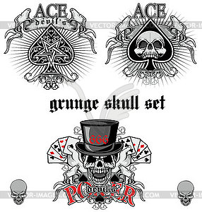 Skull set  ace of spades with skull - vector image